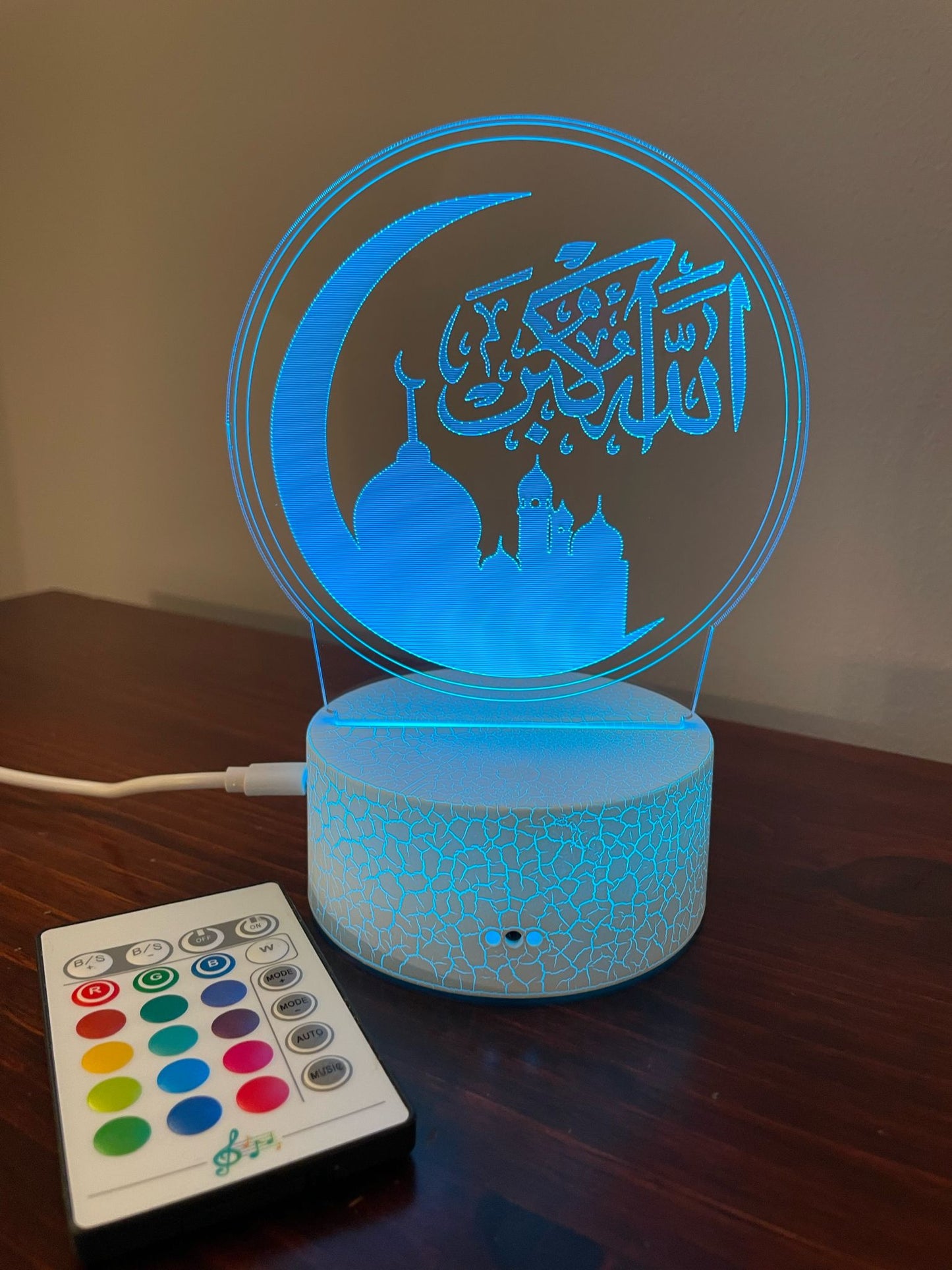 Islamic 3D 7color LED Desk Light الله أكبر ALLAHUAKBAR